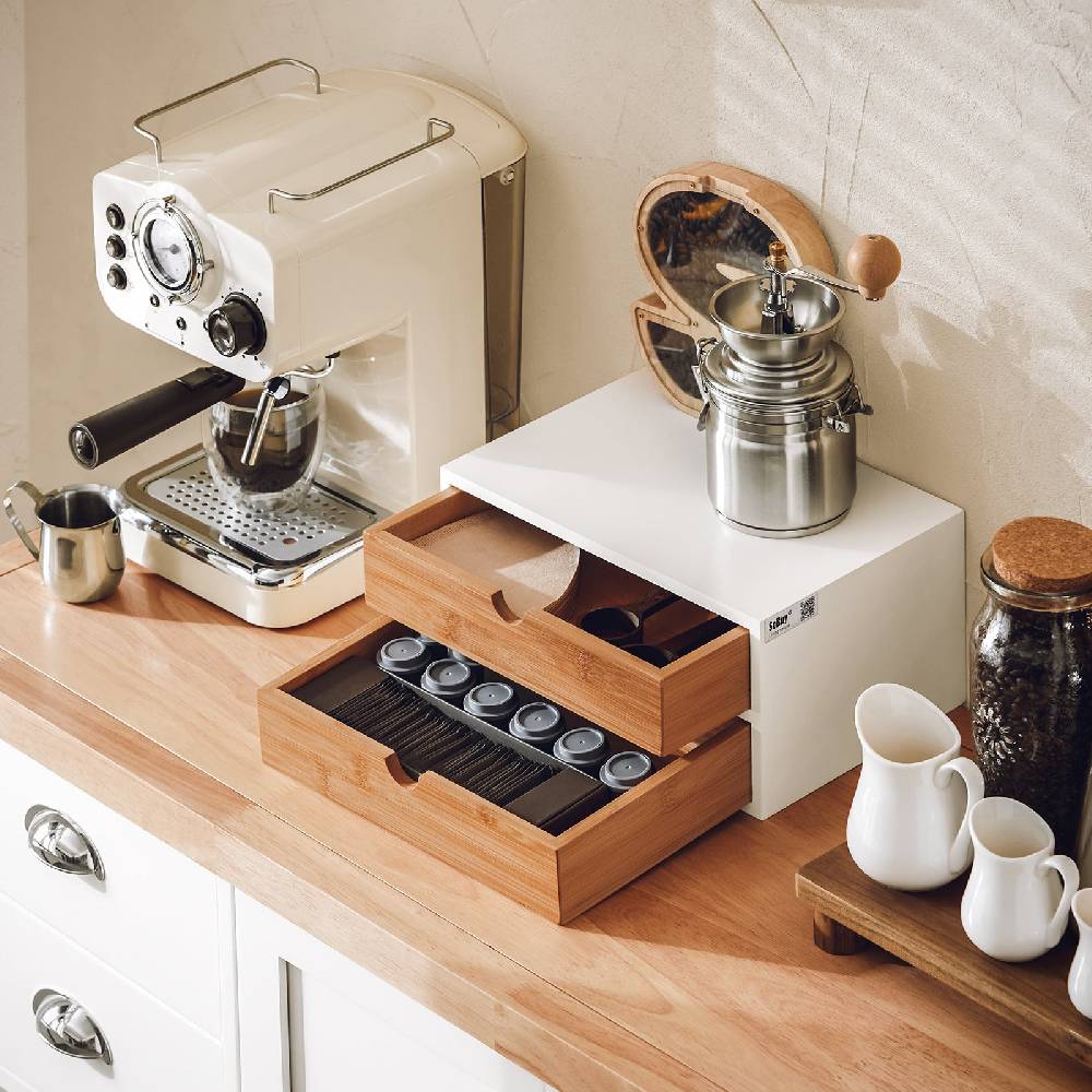 Sobuy SoBuy Kaffeekapsel Box Aufbewahrungsbox Schubladenbox Bambus FRG180-WN Tägliche Deals