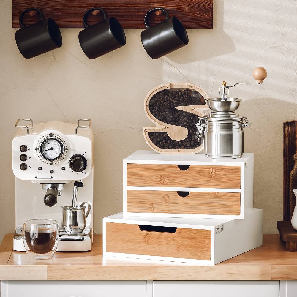 Sobuy SoBuy Kaffeekapsel Box Aufbewahrungsbox Schubladenbox Bambus FRG180-WN Tägliche Deals