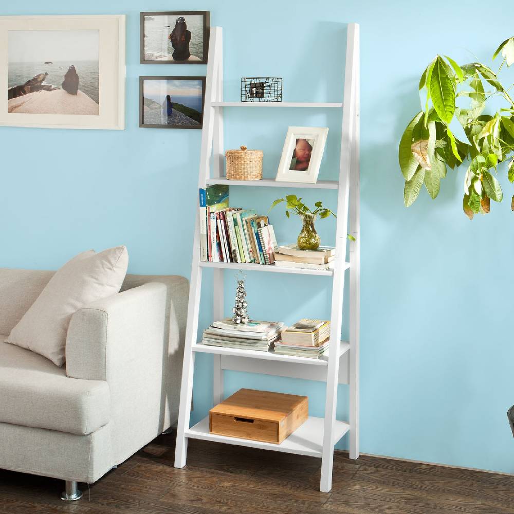 Sobuy SoBuy Leiterregal Weiß Bücherregal Standregal Holz FRG61-W Bis zu 55% Rabatt