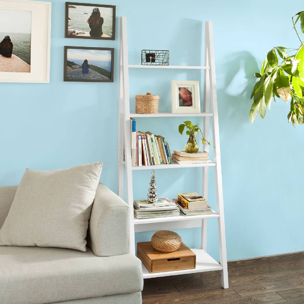 Sobuy SoBuy Leiterregal Weiß Bücherregal Standregal Holz FRG61-W Bis zu 55% Rabatt