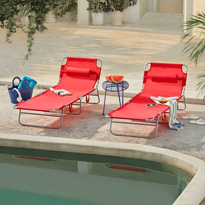 Sobuy SoBuy Strandliege Gartenliege Sonnenliege klappbar Rot OGS35-Rx2 Fabrikladen