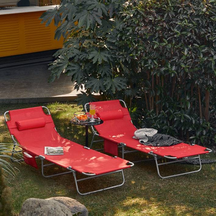Sobuy SoBuy Strandliege Gartenliege Sonnenliege klappbar Rot OGS35-Rx2 Fabrikladen