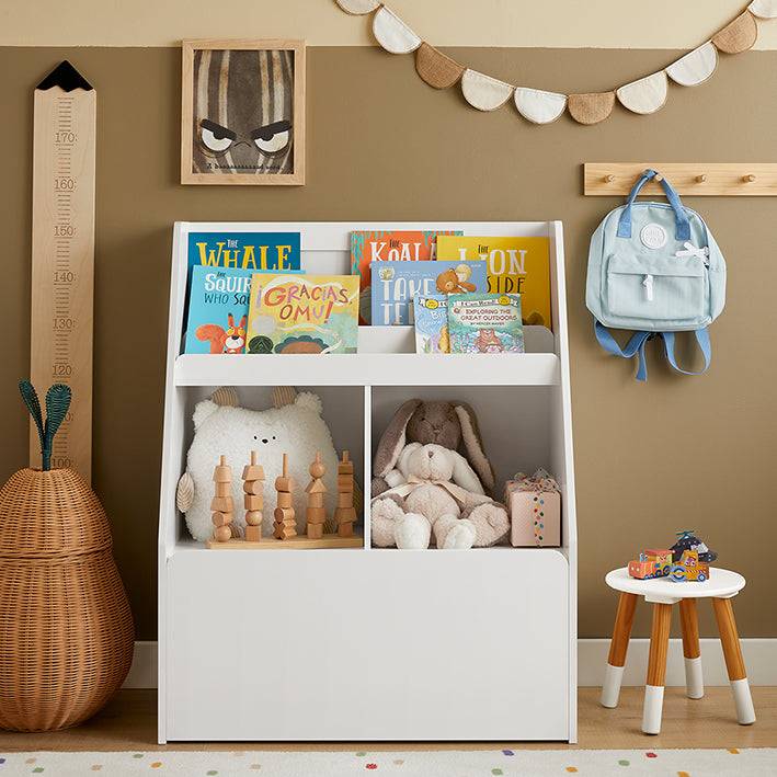 Sobuy SoBuy Kinderregal mit 1 Spielzeugtruhe Bücherregal Aufbewahrungsregal für Kinder KMB83-W 50% Rabatt für begrenzte Zeit