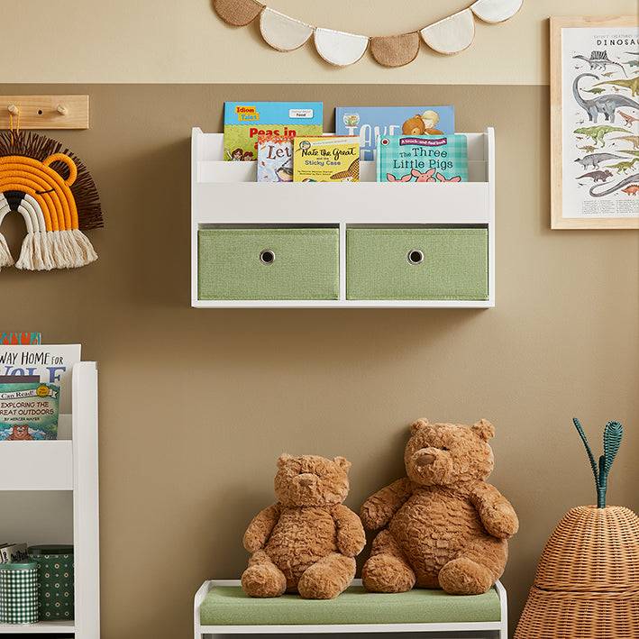 Sobuy SoBuy Kinderregal Wandgarderobe Bücherregal für Kinder Grün Weiß KMB81-W Online
