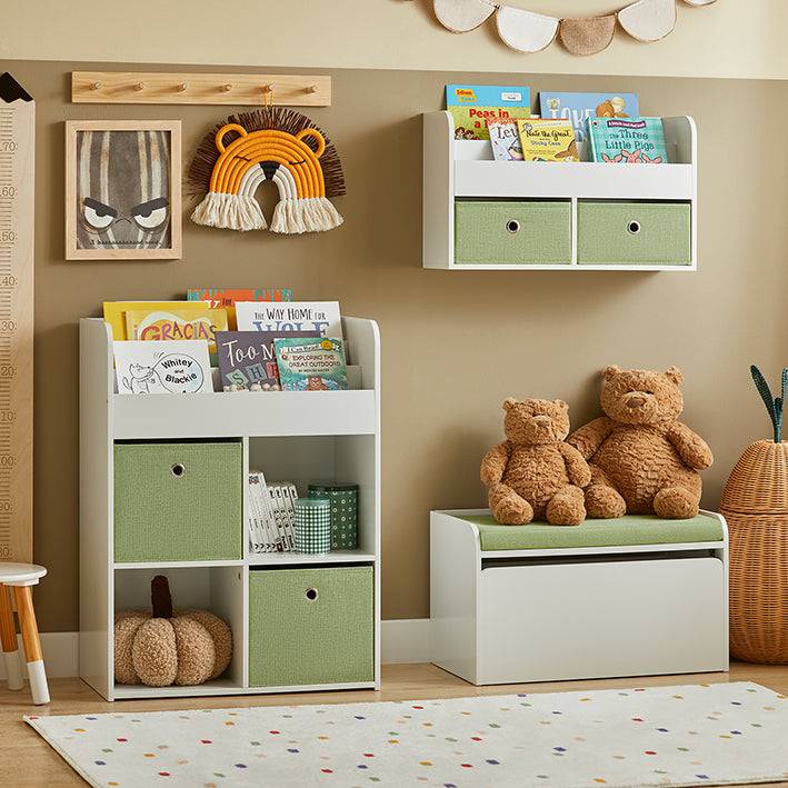 Sobuy SoBuy Kinderregal Wandgarderobe Bücherregal für Kinder Grün Weiß KMB81-W Online