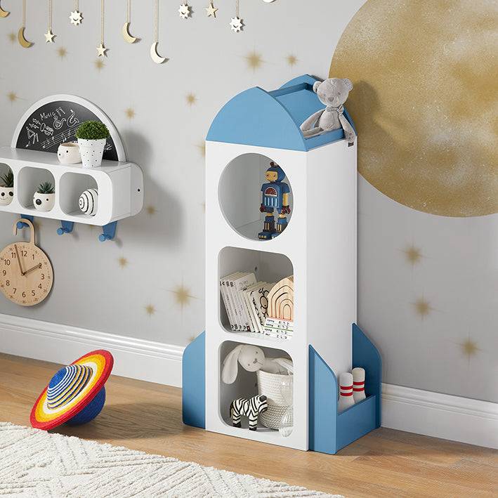 Sobuy SoBuy Kinderregal Rakete Bücherregal Aufbewahrungsregal für Kinder Weiß-Blau KMB87-W Auslauf