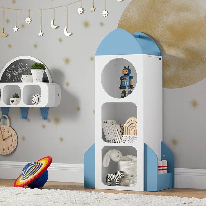 Sobuy SoBuy Kinderregal Rakete Bücherregal Aufbewahrungsregal für Kinder Weiß-Blau KMB87-W Auslauf