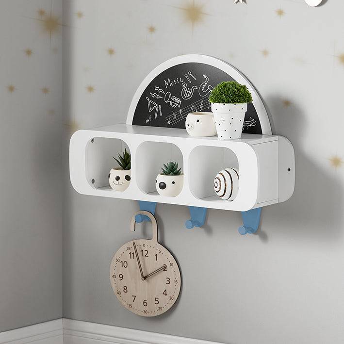 Sobuy SoBuy Kindergarderobe mit 1 halbrunden Tafel Kinderregal Wandgarderobe Hängeregal Weiß-Blau KMB86-W Meist gekauft