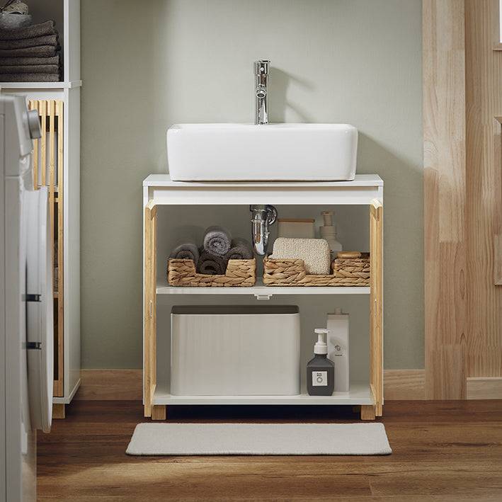 Sobuy SoBuy Waschbeckenunterschrank Badschrank Waschtisch Weiß-Natur BZR125-W Fabrik Onlineshop