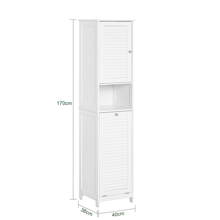 Sobuy SoBuy Hochschrank mit ausklappbarem Wäschesack schmal Wäscheschrank Badregal Weiß BZR124-W Versandkostenfrei