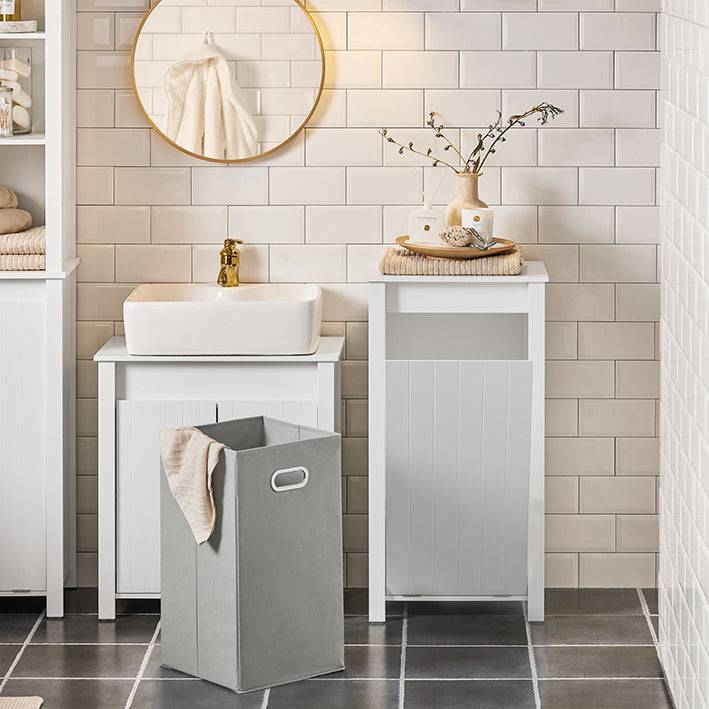 Sobuy SoBuy Wäscheschrank mit ausklappbarem Wäschesack Wäschesammler Wäschekorb Weiß BZR100-W Preisnachlass