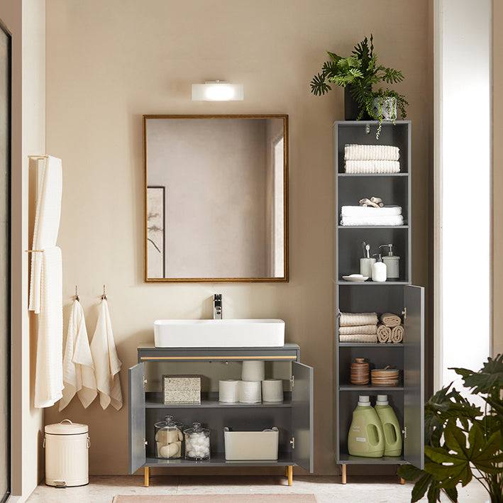 Sobuy SoBuy Bad Hochschrank Badschrank Badregal Badezimmermöbel Grau BZR130-HG Saisonschlussverkauf