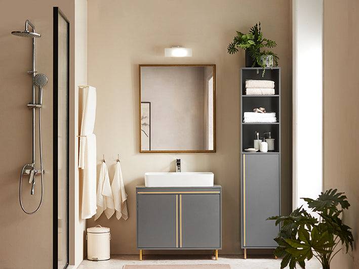 Sobuy SoBuy Bad Hochschrank Badschrank Badregal Badezimmermöbel Grau BZR130-HG Saisonschlussverkauf