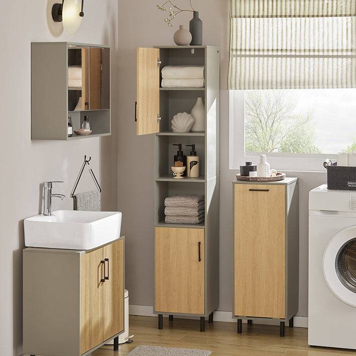 Sobuy SoBuy Bad Hochschrank Badschrank Badregal Badezimmermöbel Naturgrau BZR131-NG Black Friday