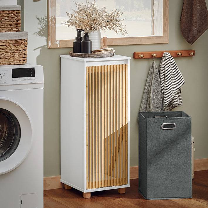 Sobuy SoBuy Wäscheschrank mit ausklappbarem Wäschesack Wäschesammler Badschrank Weiß-Natur BZR126-W Cyber Monday