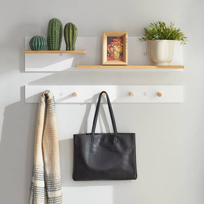 Sobuy SoBuy 2-teilige Wandgarderobe Hängeregal Flurgarderobe Weiß FHK21-WN Zeitlich begrenztes Angebot