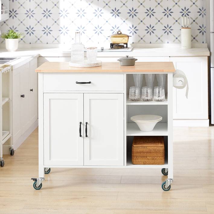 Sobuy SoBuy Design Küchenschrank Weiß Küchenwagen mit Schubladen Servierwagen Holz FKW103-WN Vierteljährliche Förderung