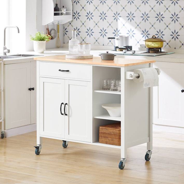 Sobuy SoBuy Design Küchenschrank Weiß Küchenwagen mit Schubladen Servierwagen Holz FKW103-WN Vierteljährliche Förderung