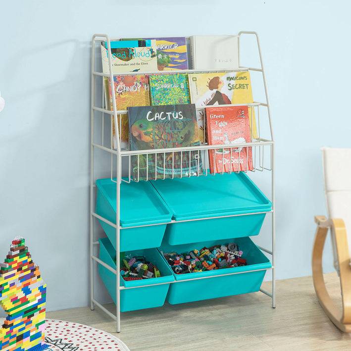 Sobuy SoBuy Kinderbücherregal Spielzeugaufbewahrungregal Weiß/Blau KMB07-B im Angebot