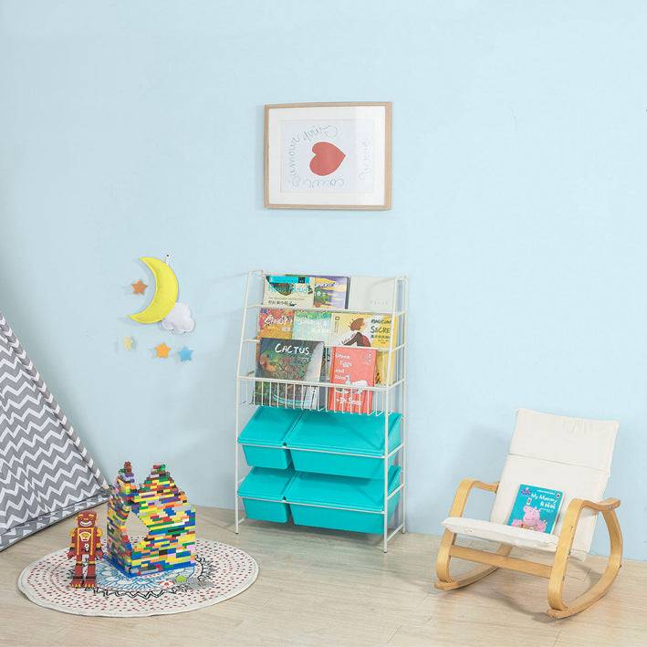 Sobuy SoBuy Kinderbücherregal Spielzeugaufbewahrungregal Weiß/Blau KMB07-B im Angebot