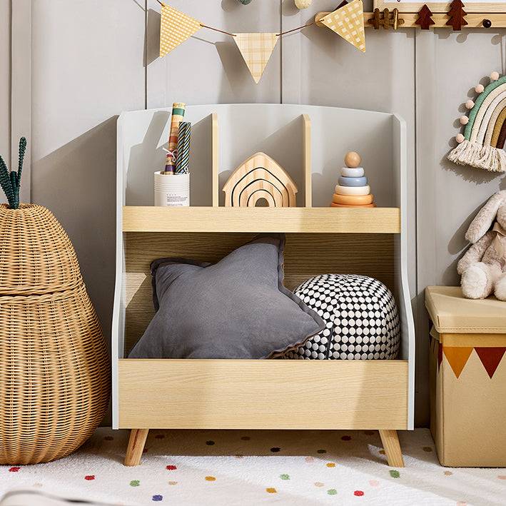 Sobuy SoBuy Kinderbücherregal Spielzeugtruhe Aufbewahrungsregal Kinderzimmer Grau/Natur KMB105-HG Schlussverkauf
