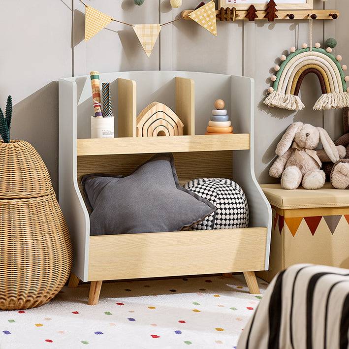 Sobuy SoBuy Kinderbücherregal Spielzeugtruhe Aufbewahrungsregal Kinderzimmer Grau/Natur KMB105-HG Schlussverkauf
