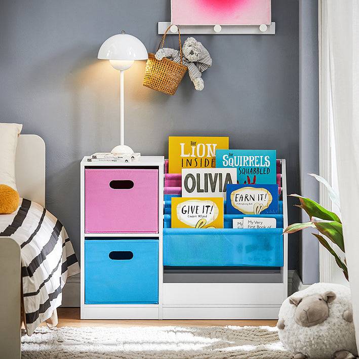 Sobuy SoBuy Kinderregal Bücherregal Kinder Spielzeugregal Weiß-Blau&Rosa KMB76-F Großer Ausverkauf