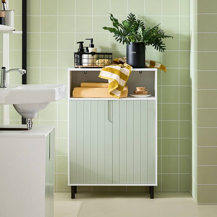 Sobuy SoBuy Badkommode mit 2 Türen Badschrank Sideboard Flurschrank Weiß-Grün BZR138-GR Saisonschlussverkauf