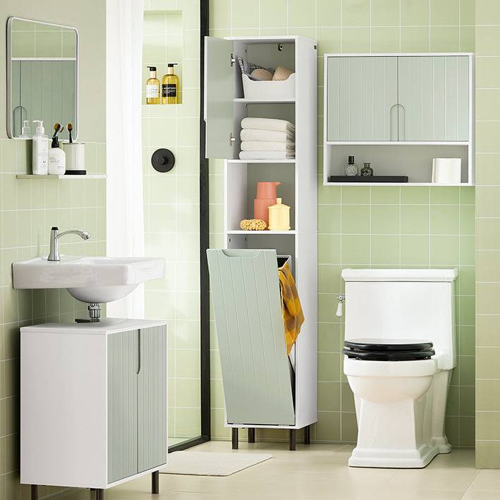 Sobuy SoBuy Badkommode mit 2 Türen Badschrank Sideboard Flurschrank Weiß-Grün BZR138-GR Saisonschlussverkauf