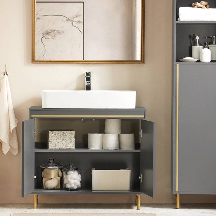 Sobuy SoBuy Waschbeckenunterschrank Waschtisch Badezimmerschrank Grau BZR129-HG Black Friday