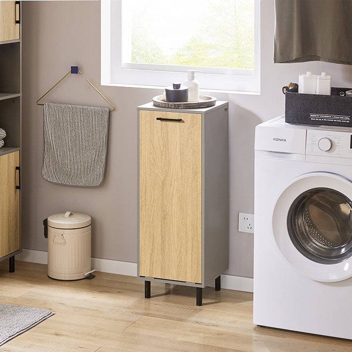 Sobuy SoBuy Wäscheschrank mit ausklappbarem Wäschesack Wäschesammler Badschrank Naturgrau BZR132-NG Cyber Monday