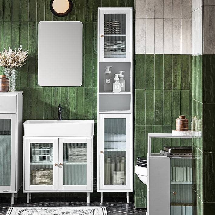 Sobuy SoBuy Bad Hochschrank Badschrank mit Glastür Badregal Weiß BZR118-W Osterangebot