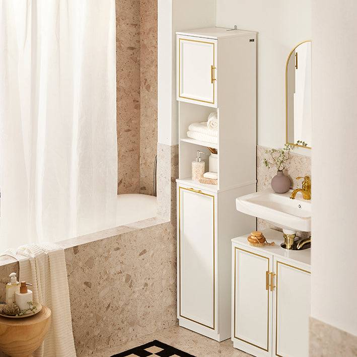 Sobuy SoBuy Hochschrank mit ausklappbarem Wäschesack schmal Wäscheschrank Badregal Weiß BZR87-W Online Outlet