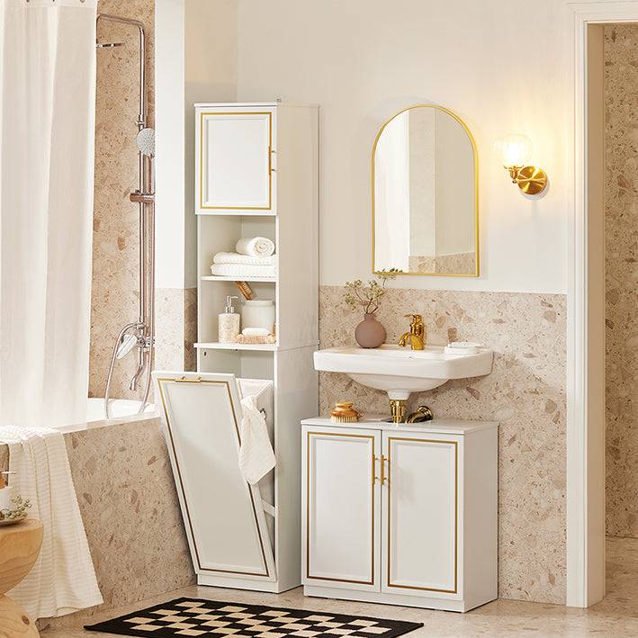 Sobuy SoBuy Hochschrank mit ausklappbarem Wäschesack schmal Wäscheschrank Badregal Weiß BZR87-W Online Outlet