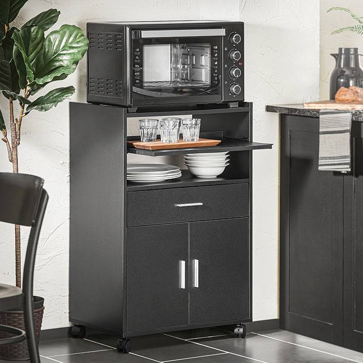 Sobuy SoBuy Küchenschrank Rollschrank Mikrowellenschrank mit 1 Schieb-Ablage Schwarz FSB09-SCH Sonderangebot der Fabrik