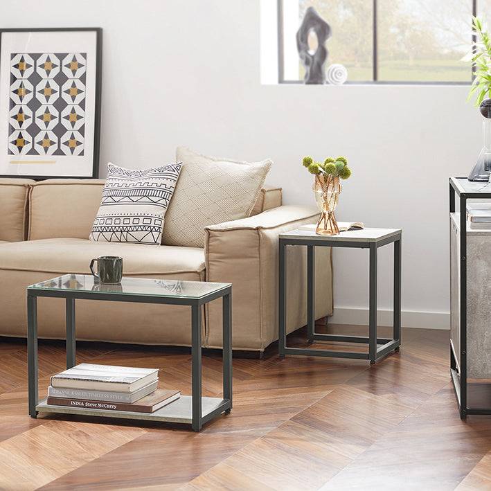 Sobuy SoBuy 2-tlg. Satztisch Set Couchtisch mit Glas Beistelltisch Set FBT35-HG Hotsell