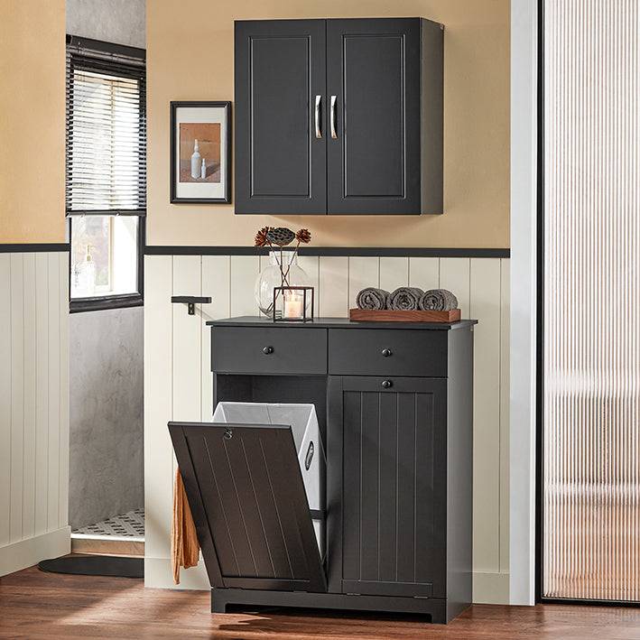 Sobuy SoBuy Wäscheschrank mit 2 Wäschesäcke Wäschesammler Wäschekorb Schwarz BZR33-SCH Flash Sale