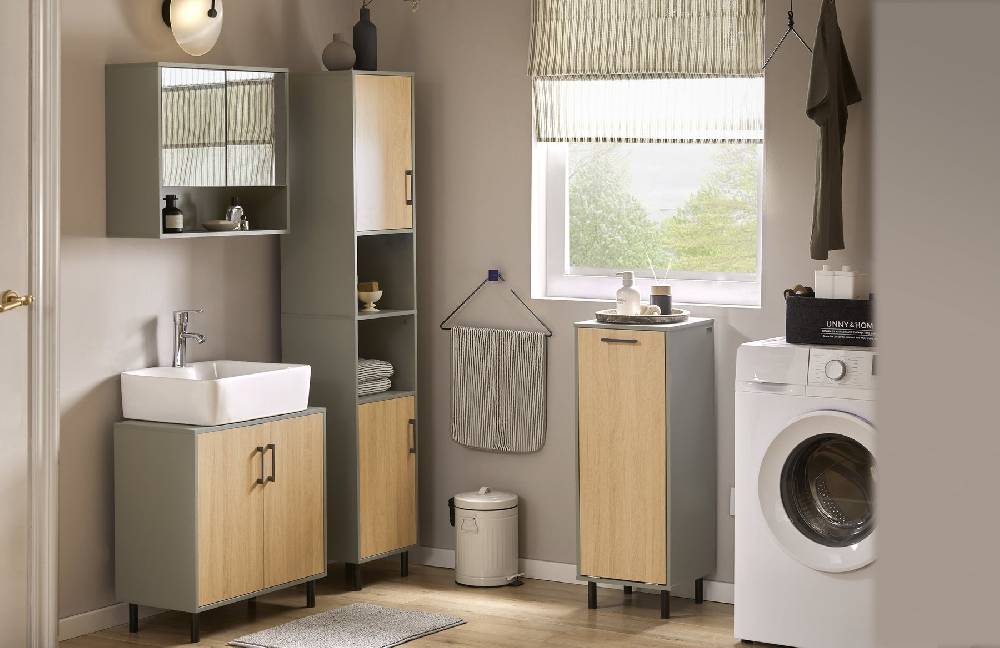 Sobuy SoBuy Spiegelschrank Hängeschrank Badschrank Wandspiegel Naturgrau BZR134-NG Online Shopping