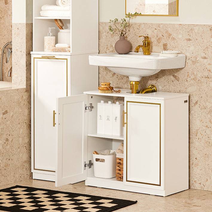 Sobuy SoBuy Waschbeckenunterschrank Badschrank Waschtisch Weiß+Gold BZR86-W Exklusivangebot
