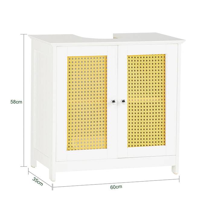 Sobuy SoBuy Waschbeckenunterschrank mit Gitteroptik-Türen Badschrank Waschtisch Weiß-Gelb BZR72-II-W Cyber Monday