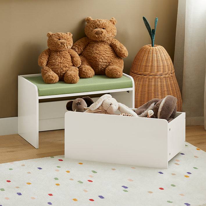 Sobuy SoBuy Spielzeugtruhe Sitzbank mit Sitzkissen Aufbewahrungsbox für Kinder Grün Weiß KMB80-W Tiefpreis