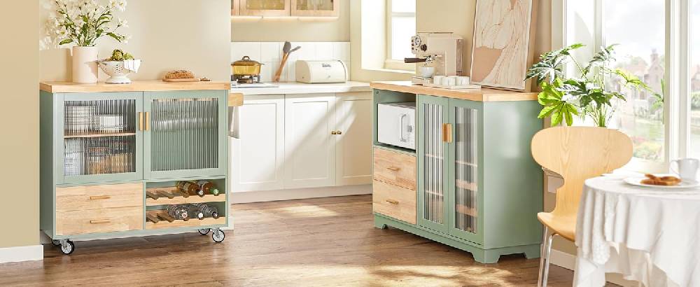 Sobuy SoBuy Sideboard mit 2 Glastüren Küchenschrank Kommode Flurschrank Grün FSB81-GR JETZT KAUFEN