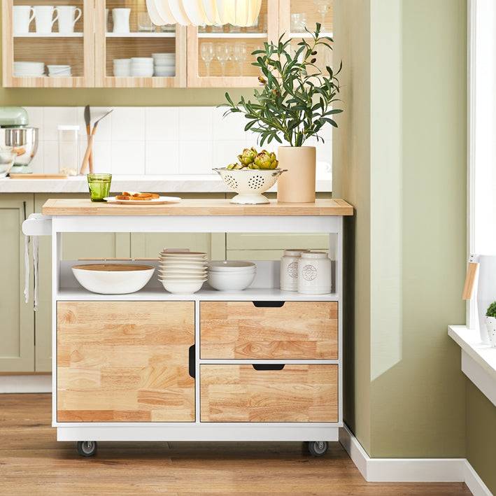 Sobuy SoBuy Küchenwagen Kücheninsel mit Gewürzregal Küchenschrank Sideboard Weiß-Natur FKW107-II-WN Bis zu 60% Rabatt