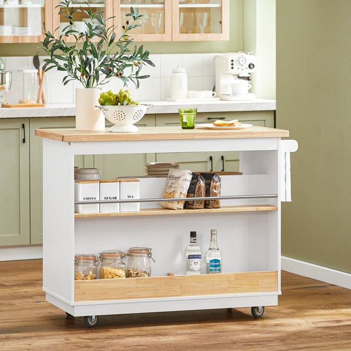 Sobuy SoBuy Küchenwagen Kücheninsel mit Gewürzregal Küchenschrank Sideboard Weiß-Natur FKW107-II-WN Bis zu 60% Rabatt