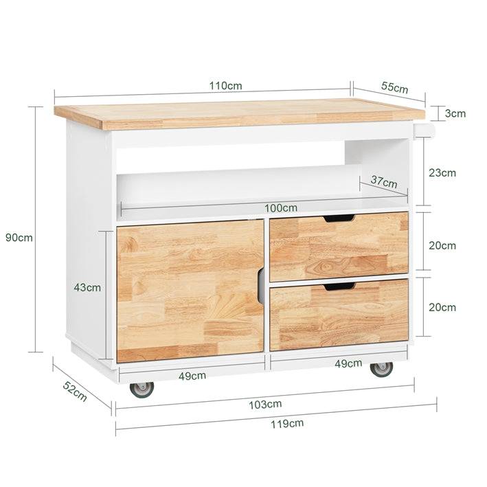 Sobuy SoBuy Küchenwagen Kücheninsel mit Gewürzregal Küchenschrank Sideboard Weiß-Natur FKW107-II-WN Bis zu 60% Rabatt