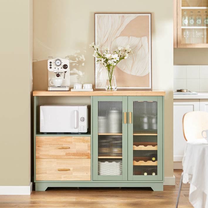 Sobuy SoBuy Sideboard mit 2 Glastüren Küchenschrank Kommode Flurschrank Grün FSB81-GR Sonderangebot der Fabrik