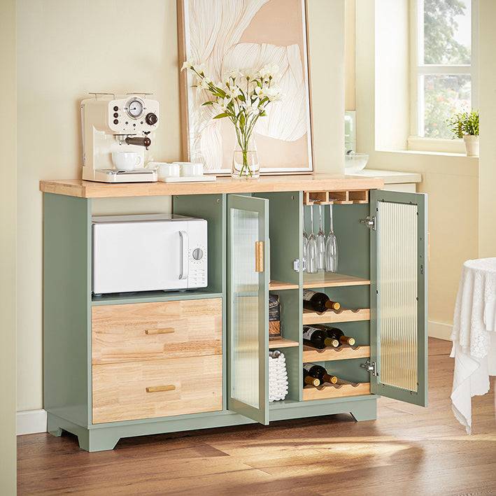 Sobuy SoBuy Sideboard mit 2 Glastüren Küchenschrank Kommode Flurschrank Grün FSB81-GR Sonderangebot der Fabrik
