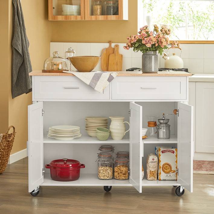 Sobuy SoBuy Küchenschrank Weiß Küchenwagen Kücheninsel Servierwagen Holz FKW116-WN Bis zu 55% Rabatt