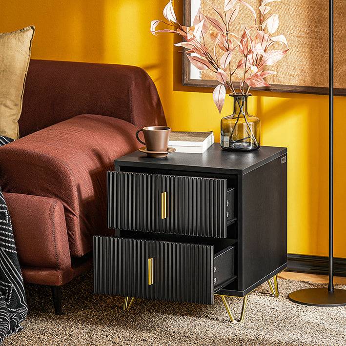 Sobuy SoBuy Nachttisch mit 2 Schubladen Sofatisch Beistelltisch Schwarz FBT115-SCH Outlet