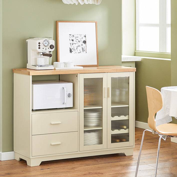 Sobuy SoBuy Sideboard mit 2 Glastüren Küchenschrank Kommode Flurschrank Beige FSB81-MI Rabatt